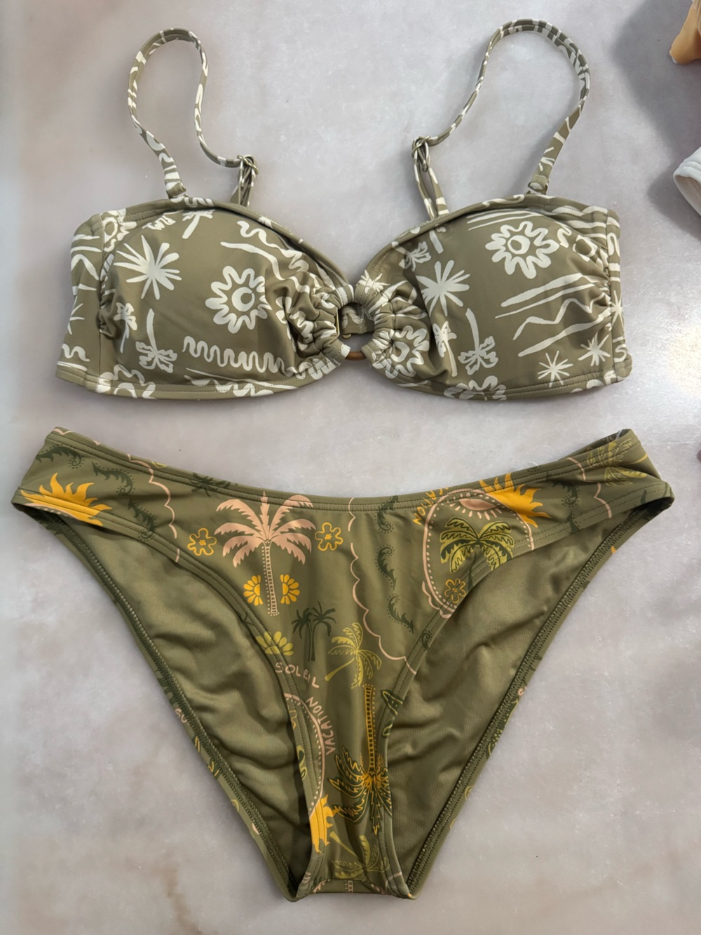 Billabong Olive Green Tropical Print Bikini Set